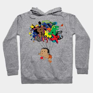 Cartoon Boy Adventure Balloon Dream Fun Trip Hoodie